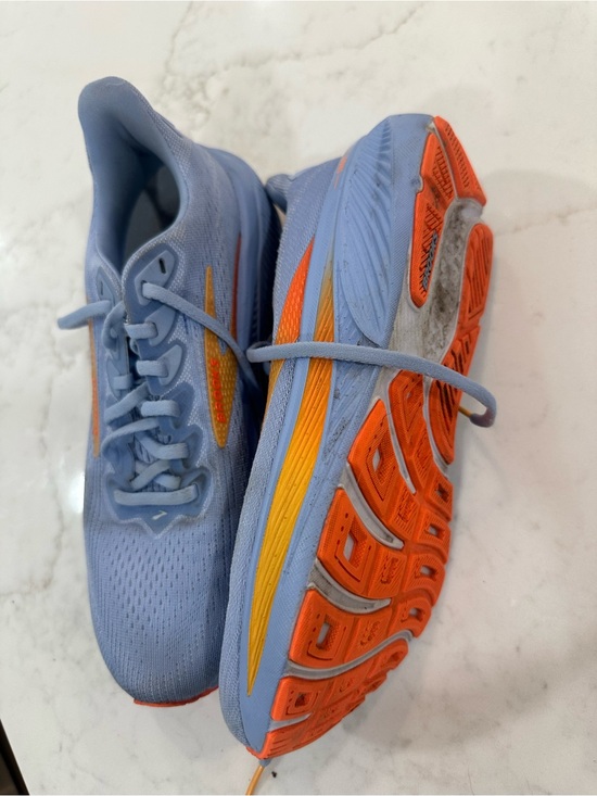 Brooks Shoes - Women Brooks Ghost Light Blue Running Shoes with Orange Accents